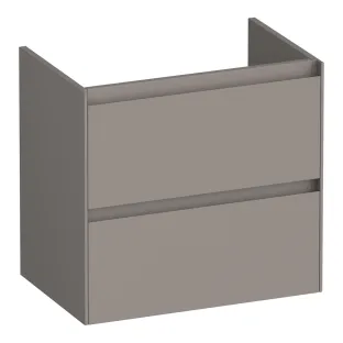 Brauer Inspire wastafelonderkast ondiep - 60x39x55 cm - 2 laden greeploos - 1 sifonuitsparing - MDF gelakt - Mat Taupe