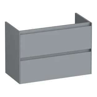 Brauer Inspire wastafelonderkast ondiep - 80x39x55 cm - 2 laden greeploos - 1 sifonuitsparing - MDF gelakt - Mat Grijs