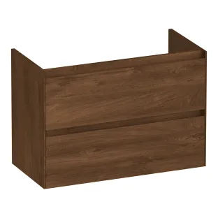 Brauer Inspire wastafelonderkast ondiep - 80x39x55 cm - 2 laden greeploos - 1 sifonuitsparing - MFC - Forest Cacao