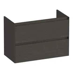 Brauer Inspire wastafelonderkast ondiep - 80x39x55 cm - 2 laden greeploos - 1 sifonuitsparing - MFC - Timber Anthracite