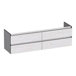 Brauer Joy Edge wastafelonderkast - 160x46x50 cm - 4 laden greeploos - 2 sifonuitsparingen - MFC - Forest Seashell