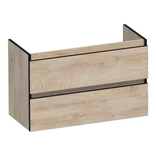 Brauer Joy Edge wastafelonderkast ondiep - 80x39x50 cm - 2 laden greeploos - 1 sifonuitsparing - MFC - Forest Wheat