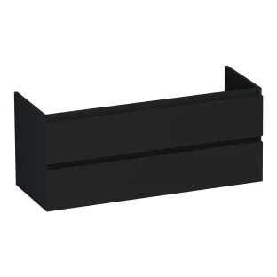 Brauer Joy wastafelonderkast - 120x46x50 cm - 2 laden greeploos - 2 sifonuitsparingen - MDF gelakt - Mat Zwart