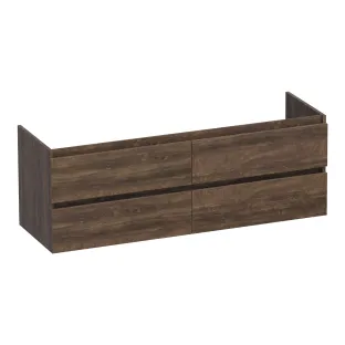 Brauer Joy wastafelonderkast - 140x46x50 cm - 4 laden greeploos - 2 sifonuitsparingen - MFC - Grove