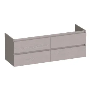 Brauer Joy wastafelonderkast - 140x46x50 cm - 4 laden greeploos - 2 sifonuitsparingen - MFC - Timber Greige