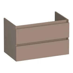 Brauer Joy wastafelonderkast - 80x46x50 cm - 2 laden greeploos - 1 sifonuitsparing - MDF gelakt - Mat Mokka