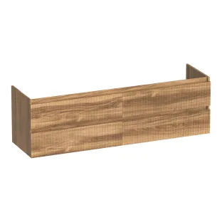 Brauer Joy Wavy wastafelonderkast - 160x46x50 cm - 4 laden greeploos - 2 sifonuitsparingen - MFC - Honey