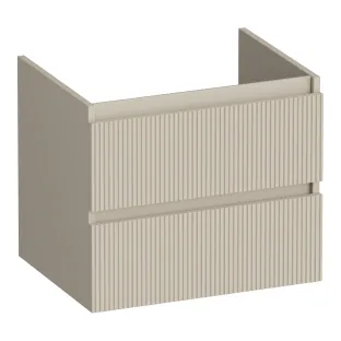 Brauer Joy Wavy wastafelonderkast - 60x46x50 cm - 2 laden greeploos - 1 sifonuitsparing - MDF gelakt - Mat Beige