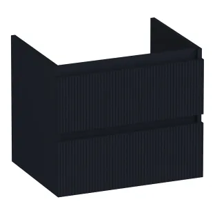 Brauer Joy Wavy wastafelonderkast - 60x46x50 cm - 2 laden greeploos - 1 sifonuitsparing - MDF gelakt - Mat Zwart