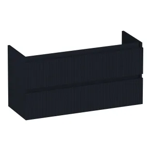 Brauer Joy Wavy wastafelonderkast ondiep - 100x39x50 cm - 2 laden greeploos - 1 sifonuitsparing - MDF gelakt - Mat Zwart