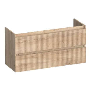 Brauer Joy Wavy wastafelonderkast ondiep - 100x39x50 cm - 2 laden greeploos - 1 sifonuitsparing - MFC - Forest Wheat