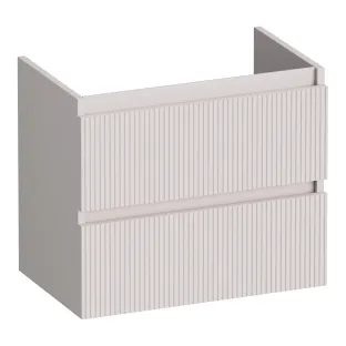 Brauer Joy Wavy wastafelonderkast ondiep - 60x39x50 cm - 2 laden greeploos - 1 sifonuitsparing - MDF gelakt - Mat Zand