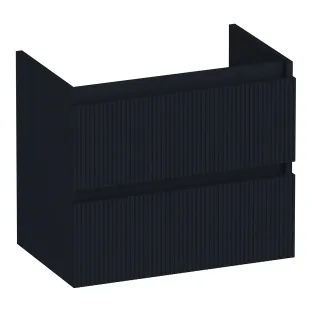 Brauer Joy Wavy wastafelonderkast ondiep - 60x39x50 cm - 2 laden greeploos - 1 sifonuitsparing - MDF gelakt - Mat Zwart