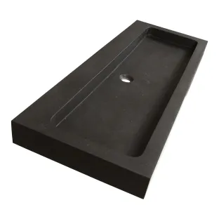 Brauer Lava wastafel - natuursteen - 120x46 cm - 1 wasbak - 0 kraangaten - Antraciet