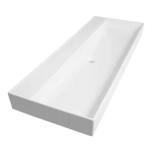 Brauer Lunar wastafel - keramiek - 120x46 cm - 1 wasbak - 0 kraangaten - Glans wit