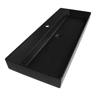 Brauer Lunar wastafel - keramiek - 120x46 cm - 1 wasbak - 1 kraangat - Mat zwart