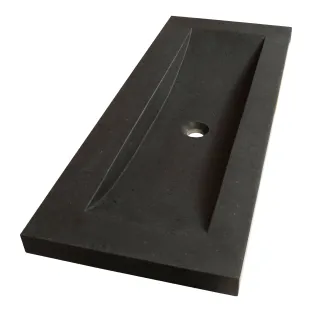 Brauer Magma wastafel ondiep - natuursteen - 100x40 cm - 1 wasbak - 0 kraangaten - Antraciet