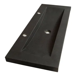 Brauer Magma wastafel ondiep - natuursteen - 100x40 cm - 1 wasbak - 2 kraangaten - Antraciet