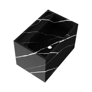 Brauer Nova wastafel incl. verborgen ophangbeugels - marmerlook - 60x46x40 cm - 0 kraangaten - Nero Marquina