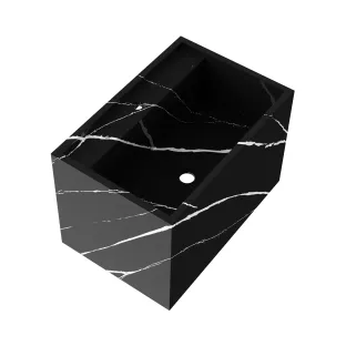 Brauer Nova wastafel incl. verborgen ophangbeugels - marmerlook - 60x46x40 cm - 1 kraangaten - Nero Marquina