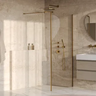 Brauer Oblivion inloopdouche - Helder glas - 90x200 cm - Zijwand 40 cm - Glascoating - Geborsteld Goud