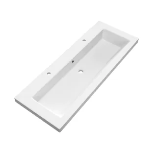 Brauer Solar Medium wastafel - mineraalmarmer - 120x46 cm - 1 wasbakken - 2 kraangaten - Mat wit