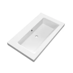 Brauer Solar Medium wastafel - mineraalmarmer - 80x46 cm - 1 wasbakken - 0 kraangaten - Mat wit