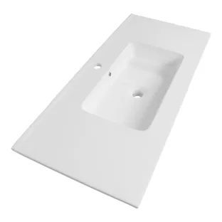 Brauer Starfall wastafel - keramiek - 100x46 cm - 1 wasbak - 1 kraangat - Glans wit