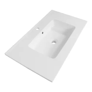 Brauer Starfall wastafel - keramiek - 80x46 cm - 1 wasbak - 1 kraangat - Glans wit