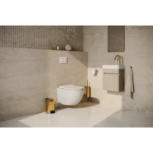 Brauer Tornado Hangend toilet incl. bril - Bevestiging goud - Keramiek - Glans wit