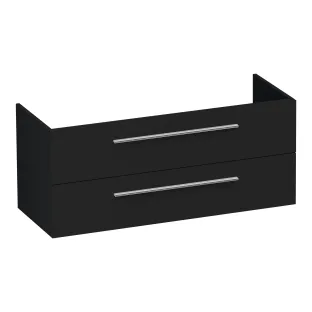 Brauer Trust wastafelonderkast excl. opbouwgrepen - 120x46x50 cm - 2 laden greeploos - 2 sifonuitsparingen - MDF gelakt - Mat Zwart