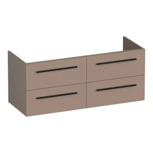 Brauer Trust wastafelonderkast excl. opbouwgrepen - 120x46x50 cm - 4 laden greeploos - 2 sifonuitsparingen - MDF gelakt - Mat Mokka