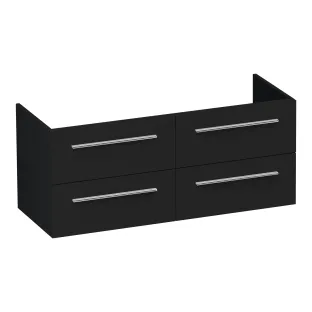 Brauer Trust wastafelonderkast excl. opbouwgrepen - 120x46x50 cm - 4 laden greeploos - 2 sifonuitsparingen - MDF gelakt - Mat Zwart