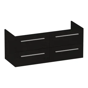 Brauer Trust wastafelonderkast excl. opbouwgrepen - 120x46x50 cm - 4 laden greeploos - 2 sifonuitsparingen - MFC - Timber Black