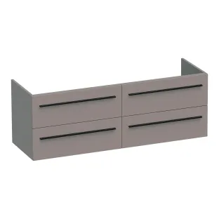 Brauer Trust wastafelonderkast excl. opbouwgrepen - 140x46x50 cm - 4 laden greeploos - 2 sifonuitsparingen - MDF gelakt - Mat Taupe