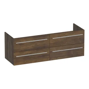 Brauer Trust wastafelonderkast excl. opbouwgrepen - 140x46x50 cm - 4 laden greeploos - 2 sifonuitsparingen - MFC - Grove