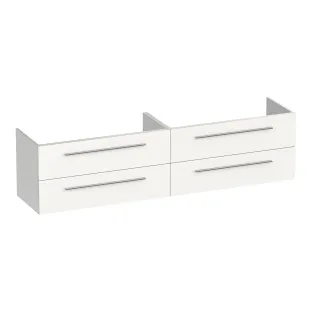Brauer Trust wastafelonderkast excl. opbouwgrepen - 200x46x50 cm - 4 laden greeploos - 2 sifonuitsparingen - MDF gelakt - Glans wit