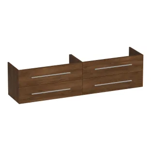 Brauer Trust wastafelonderkast excl. opbouwgrepen - 200x46x50 cm - 4 laden greeploos - 2 sifonuitsparingen - MFC - Forest Cacao