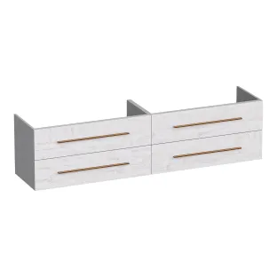 Brauer Trust wastafelonderkast excl. opbouwgrepen - 200x46x50 cm - 4 laden greeploos - 2 sifonuitsparingen - MFC - Forest Seashell