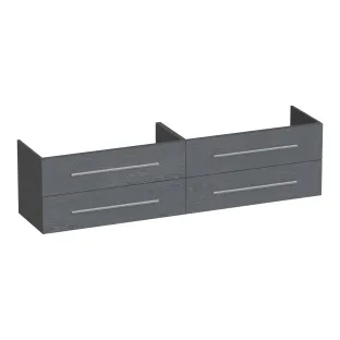 Brauer Trust wastafelonderkast excl. opbouwgrepen - 200x46x50 cm - 4 laden greeploos - 2 sifonuitsparingen - MFC - Timber Grey