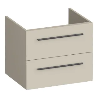 Brauer Trust wastafelonderkast excl. opbouwgrepen - 60x46x50 cm - 2 laden greeploos - 1 sifonuitsparing - MDF gelakt - Mat Beige