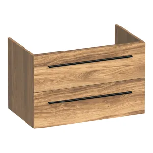 Brauer Trust wastafelonderkast excl. opbouwgrepen - 80x46x50 cm - 2 laden greeploos - 1 sifonuitsparing - MFC - Honey