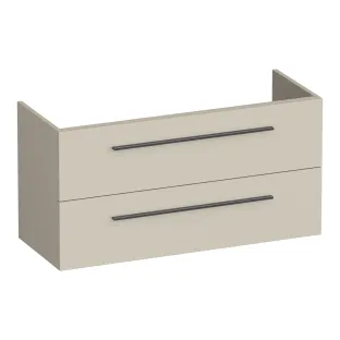 Brauer Trust wastafelonderkast ondiep excl. opbouwgrepen - 100x39x50 cm - 2 laden greeploos - 1 sifonuitsparing - MDF gelakt - Mat Beige