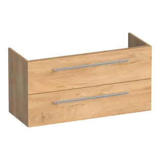 Brauer Trust wastafelonderkast ondiep excl. opbouwgrepen - 100x39x50 cm - 2 laden greeploos - 1 sifonuitsparing - MFC - Forest Tan