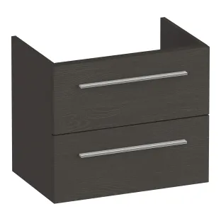 Brauer Trust wastafelonderkast ondiep excl. opbouwgrepen - 60x39x50 cm - 2 laden greeploos - 1 sifonuitsparing - MFC - Timber Anthracite