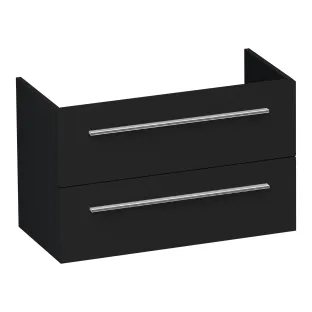 Brauer Trust wastafelonderkast ondiep excl. opbouwgrepen - 80x39x50 cm - 2 laden greeploos - 1 sifonuitsparing - MDF gelakt - Mat Zwart