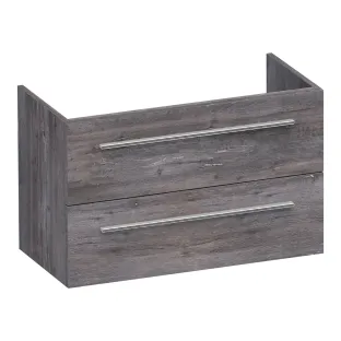 Brauer Trust wastafelonderkast ondiep excl. opbouwgrepen - 80x39x50 cm - 2 laden greeploos - 1 sifonuitsparing - MFC - Driftwood