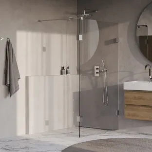 Brauer Void inloopdouche profielloos - Helder glas - 120x200 cm - Zijwand 40 cm Glascoating - Hoogglans Chroom