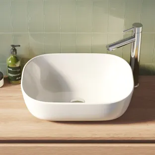 Brauer Wind waskom - keramiek - rechthoekig afgerond - 49x39 cm - glans wit