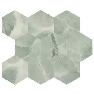 Energieker Onyx mozaiek vloer- en wandtegel - 26x30 cm - 9 mm dik - Keramiek - Gepolijst - Hexagon - Jade
